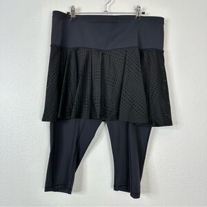 Athleta A-Game 2-in-1 crop skort leggings skirt black mesh athletic athleisure
